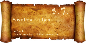 Vavrinecz Tibor névjegykártya